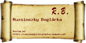 Ruzsinszky Boglárka névjegykártya