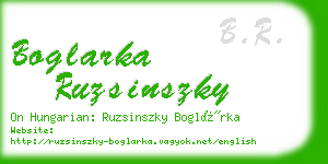 boglarka ruzsinszky business card